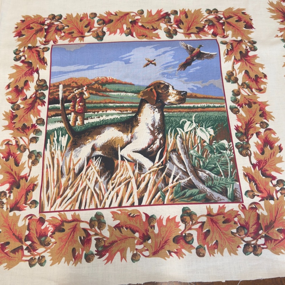 Hunting Dogs Labrador Spaniel 35"x45" Pillow Quilt Blocks Panels Cotton Leaves - Picture 3 of 9